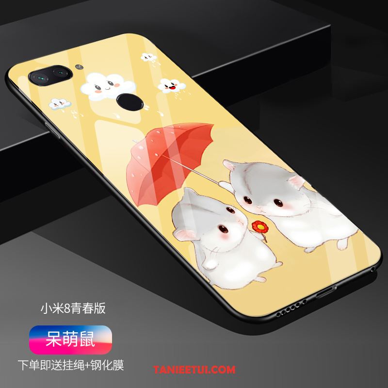 Etui Xiaomi Mi 8 Lite Szkło Miękki Żółty, Futerał Xiaomi Mi 8 Lite Młodzież Kreatywne Wzór Beige