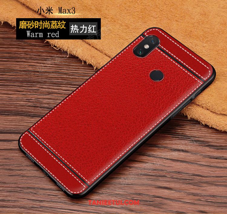 Etui Xiaomi Mi Max 3 Telefon Komórkowy Tendencja All Inclusive, Obudowa Xiaomi Mi Max 3 Proste Mały Czerwony Beige