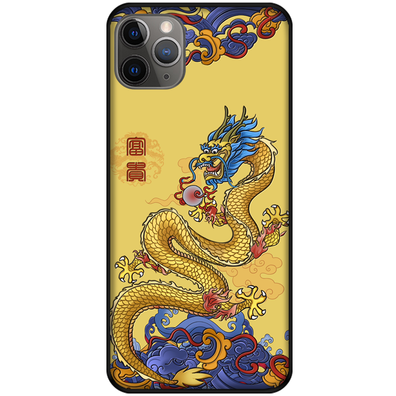 Etui iPhone 11 Pro Max Wiatr Kreatywne Chiński Styl, Obudowa iPhone 11 Pro Max Trójwymiarowy Smok Anti-fall