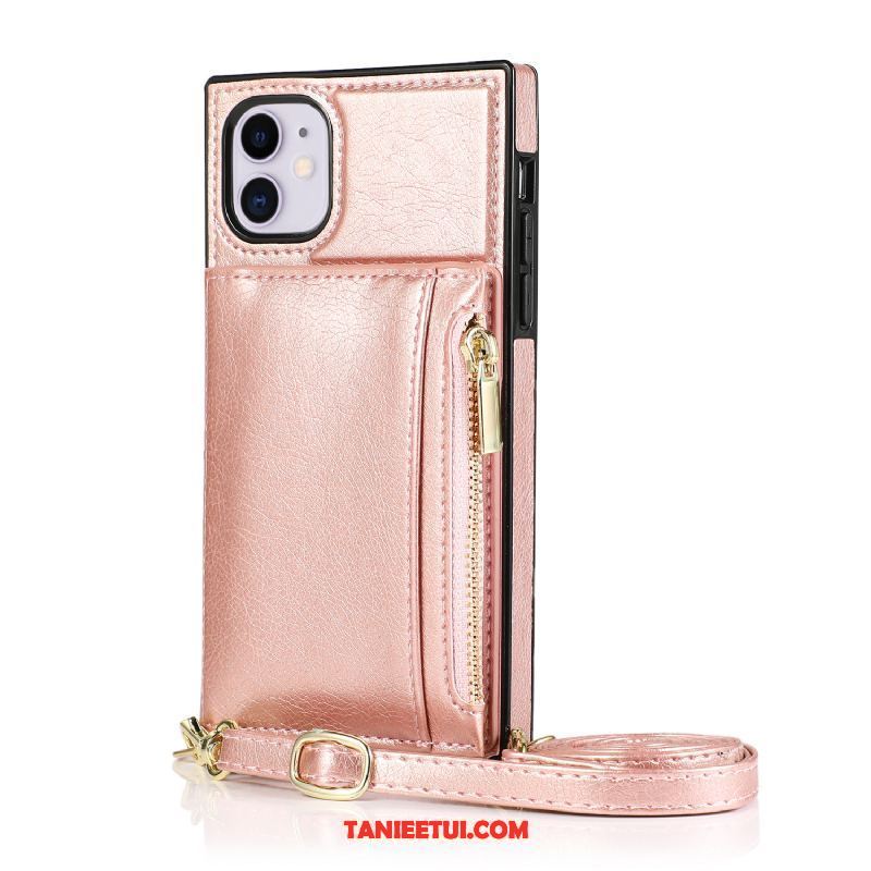Etui iPhone 12 Różowe Portfel Telefon Komórkowy, Futerał iPhone 12 Skórzany Karta Wiszące Ozdoby
