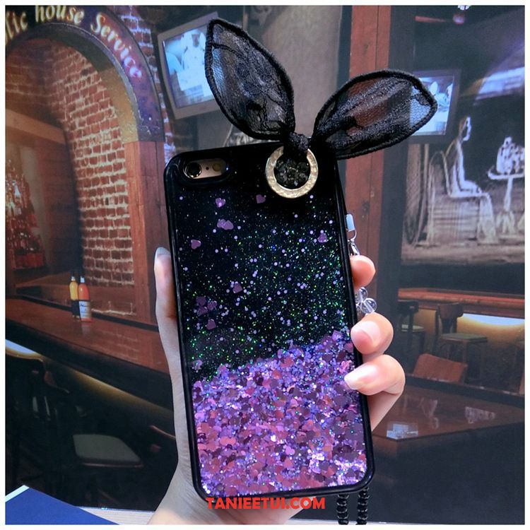 Etui iPhone 8 Plus Wiszące Ozdoby Purpurowy Bunny, Futerał iPhone 8 Plus Quicksand Liquid Kreatywne