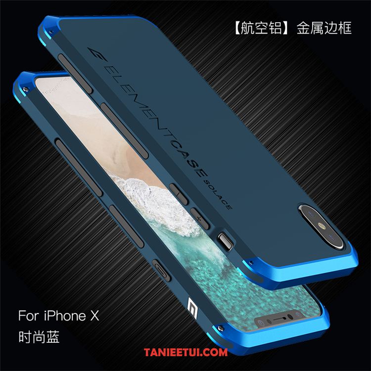 Etui iPhone X Anti-fall Ochraniacz Silikonowe, Futerał iPhone X Niebieski Metal Modna Marka