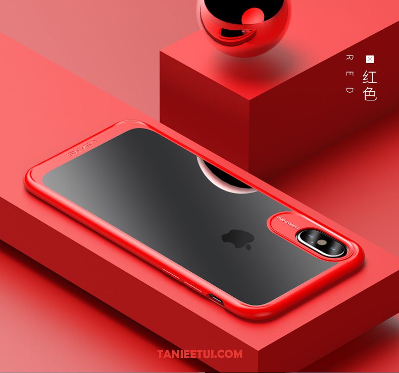 Etui iPhone X Nowy Przezroczysty Ochraniacz, Futerał iPhone X Granica Czerwony Silikonowe