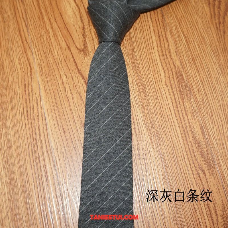 Krawat Męskie Ciemno Wąskie Trendy, Krawat Wełna Męska W Paski Weiß Schwarz Grau