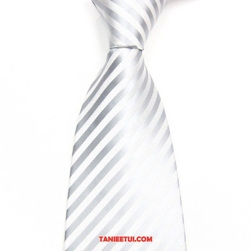 Krawat Męskie Męska Sukienka Ciemno, Krawat W Paski Jasny Szary Grau Silber