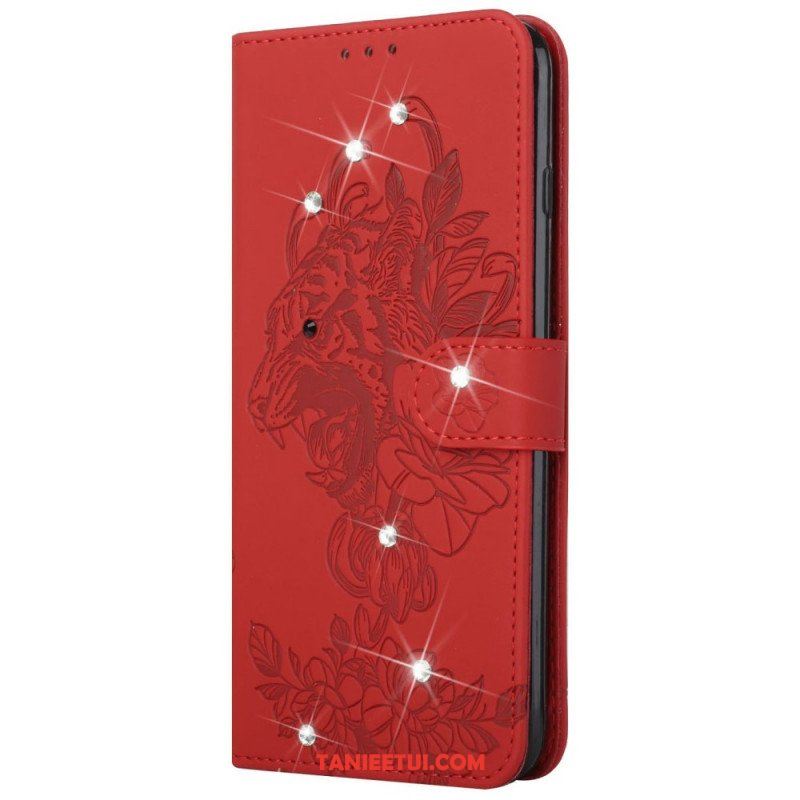 Etui Folio do Google Pixel 6 Barokowy Tygrys I Strass