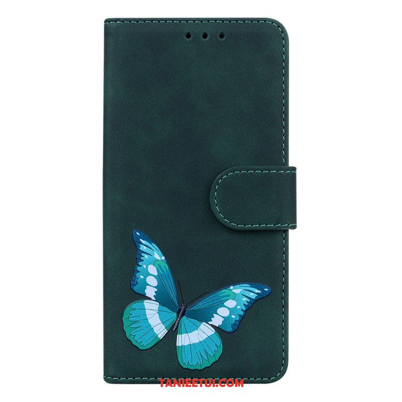 Etui Folio do Google Pixel 6 Pro Motyl Dotykający Skóry