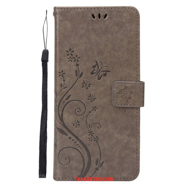 Etui Folio do Google Pixel 7 z Łańcuch Pasek Pro Flowers And Butterfly