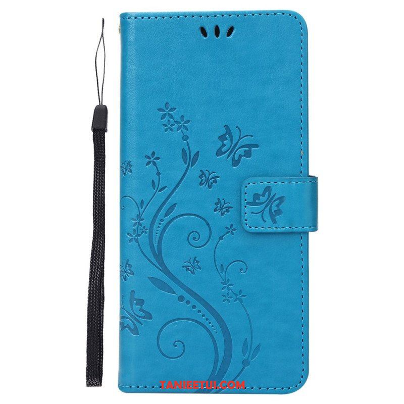 Etui Folio do Google Pixel 7 z Łańcuch Pasek Pro Flowers And Butterfly