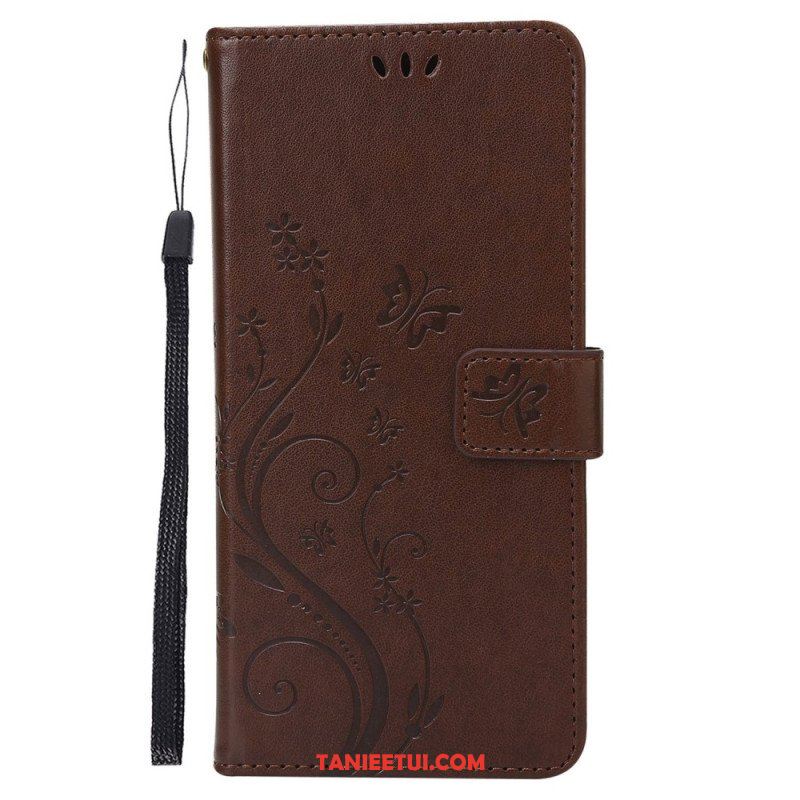 Etui Folio do Google Pixel 7 z Łańcuch Pasek Pro Flowers And Butterfly