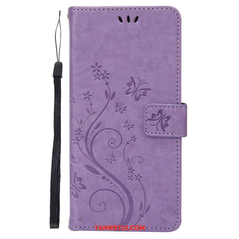 Etui Folio do Google Pixel 7 z Łańcuch Pasek Pro Flowers And Butterfly