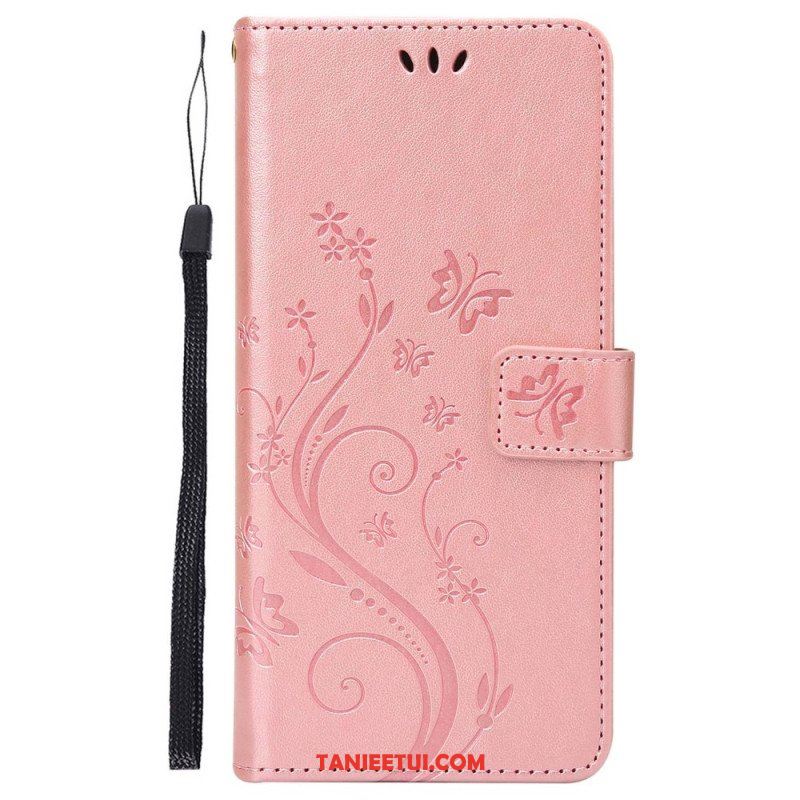 Etui Folio do Google Pixel 7 z Łańcuch Pasek Pro Flowers And Butterfly