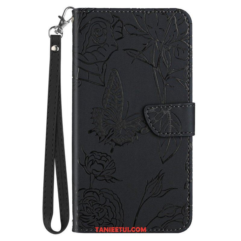 Etui Folio do Honor Magic 4 Lite 5G Motyle I Smycz