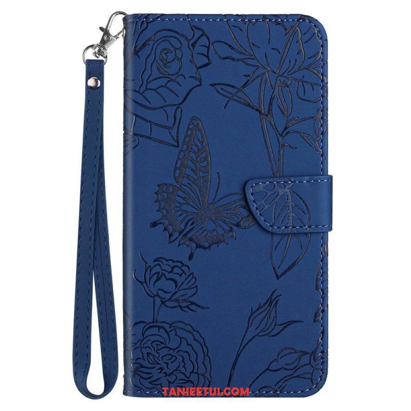 Etui Folio do Honor Magic 4 Lite 5G Motyle I Smycz