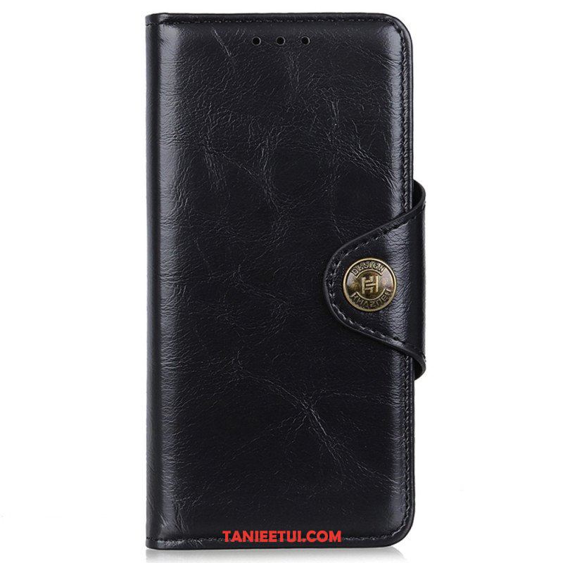 Etui Folio do Honor Magic 5 Lite Guzik Ze Sztucznej Skóry Lakierowanej