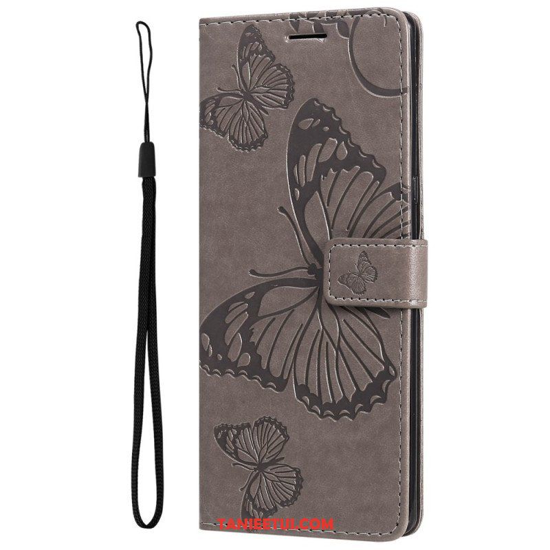 Etui Folio do Honor Magic 5 Lite z Łańcuch Gigantyczne Motyle Paskowe