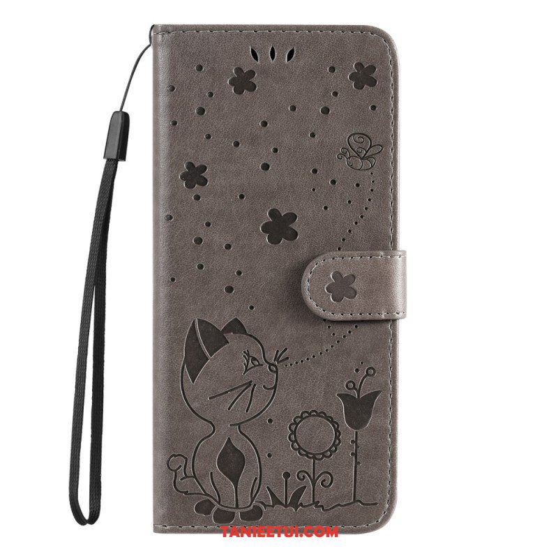 Etui Folio do Honor Magic 5 Lite z Łańcuch Kot I Pszczoła Z Smyczą