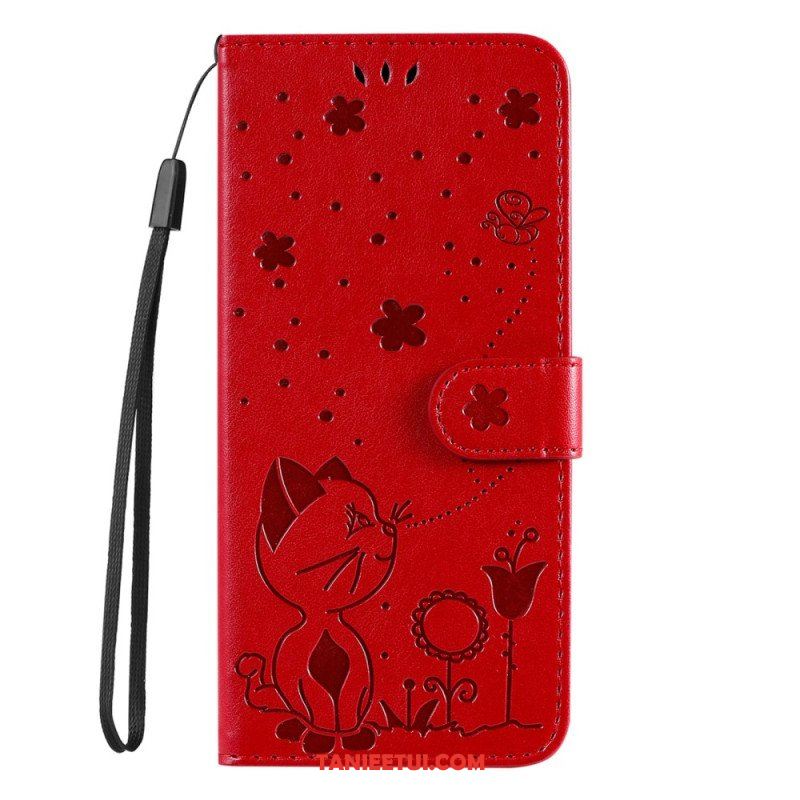 Etui Folio do Honor Magic 5 Lite z Łańcuch Kot I Pszczoła Z Smyczą