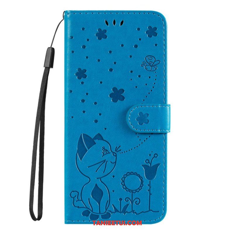 Etui Folio do Honor Magic 5 Lite z Łańcuch Kot I Pszczoła Z Smyczą