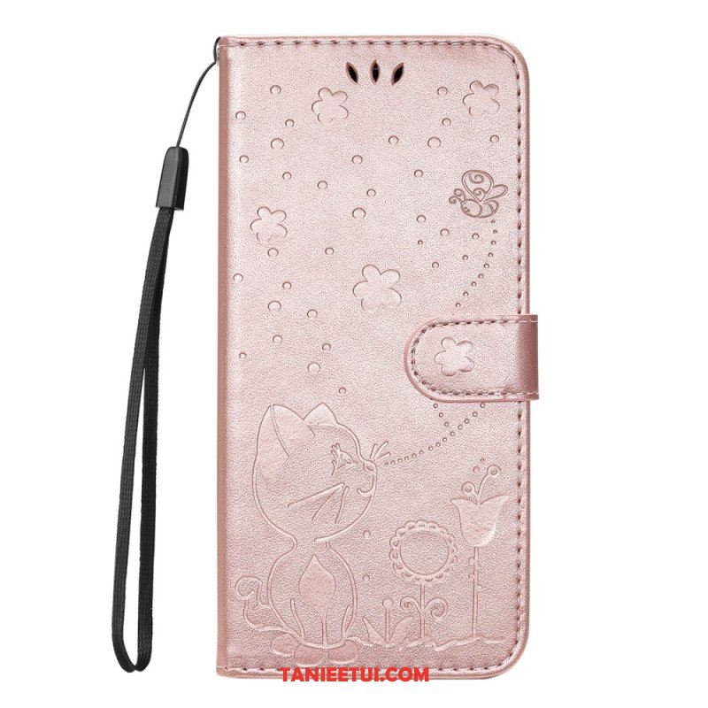 Etui Folio do Honor Magic 5 Lite z Łańcuch Kot I Pszczoła Z Smyczą