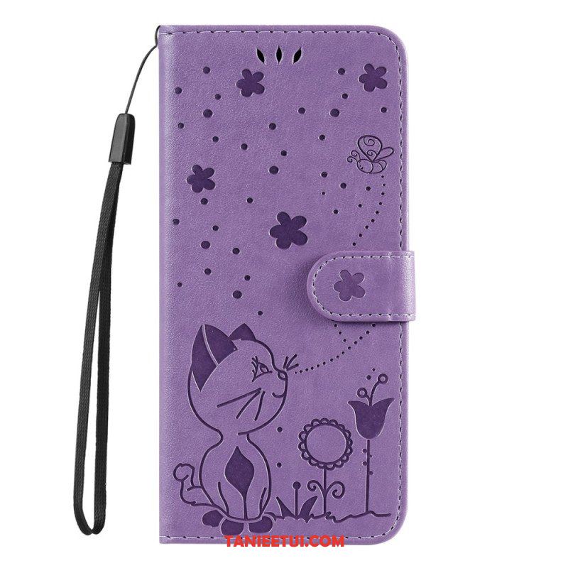 Etui Folio do Honor Magic 5 Lite z Łańcuch Kot I Pszczoła Z Smyczą