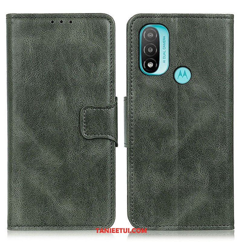 Etui Folio do Moto E40 / E30 / E20 Dwustronne Zapięcie Z Efektem Skóry