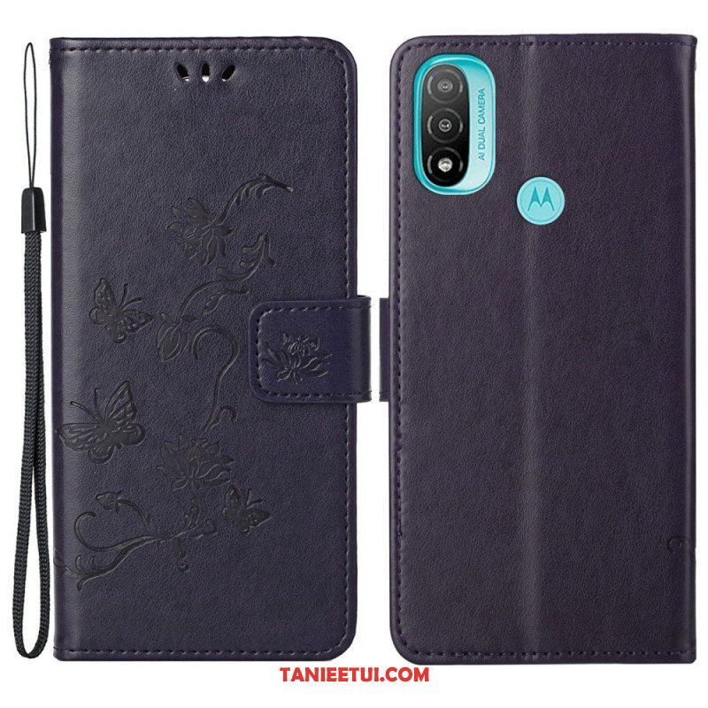 Etui Folio do Moto G71 5G Azjatyckie Motyle I Kwiaty