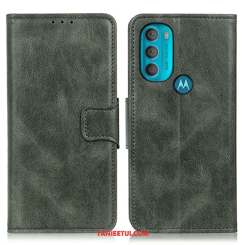 Etui Folio do Moto G71 5G Dwustronne Zapięcie Z Efektem Skóry