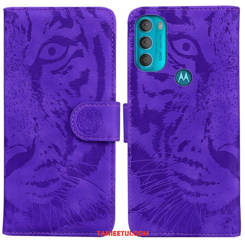 Etui Folio do Moto G71 5G Nadruk Twarzy Tygrysa