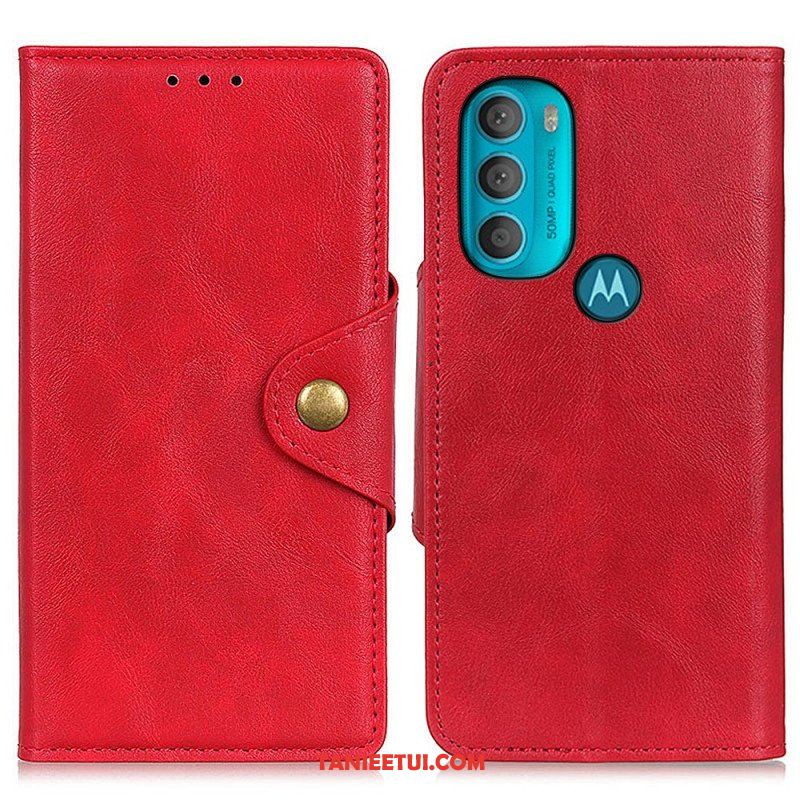 Etui Folio do Moto G71 5G Vintage Sztuczna Skóra I Guzik