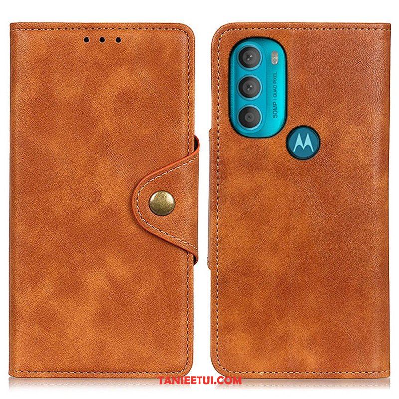 Etui Folio do Moto G71 5G Vintage Sztuczna Skóra I Guzik