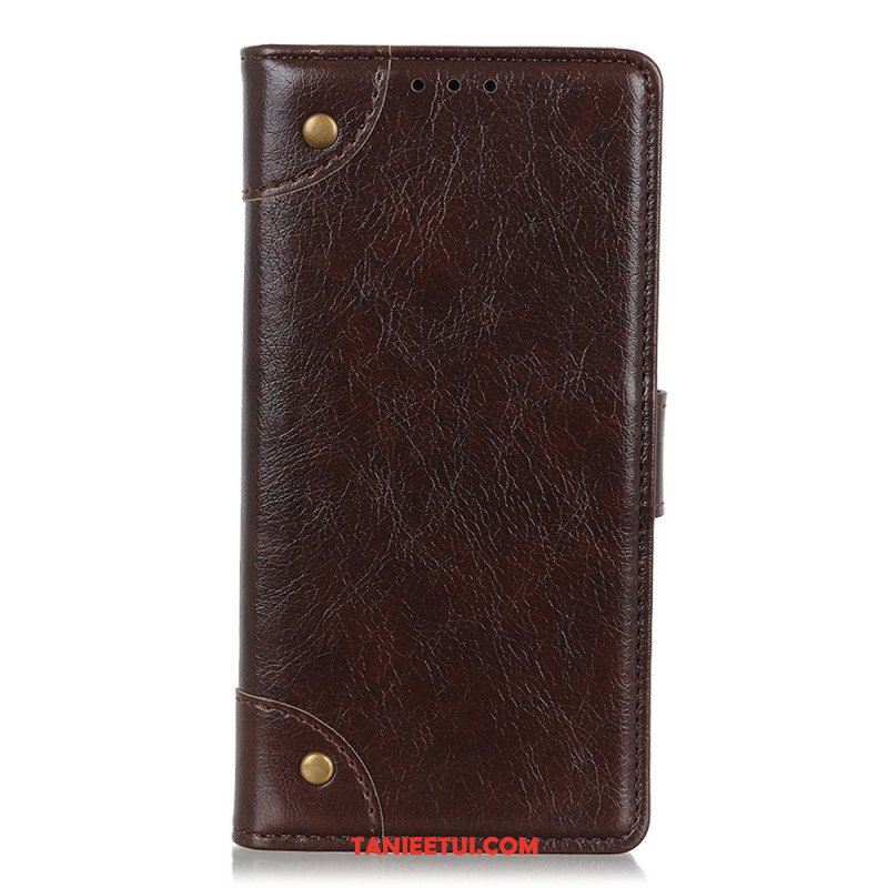 Etui Folio do OnePlus 10T 5G Nity W Stylu Vintage Ze Skóry Nappa