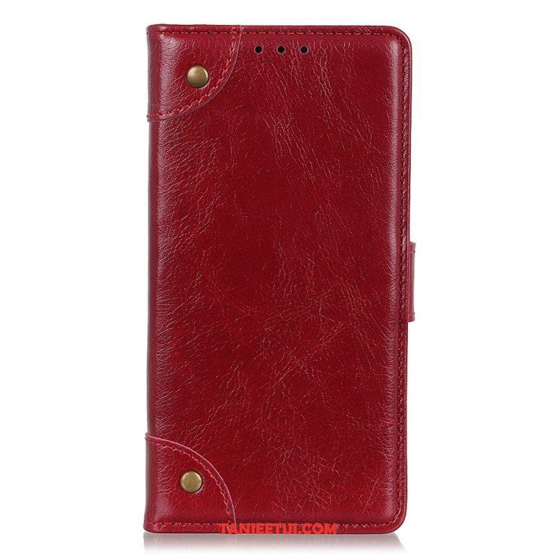 Etui Folio do OnePlus 10T 5G Nity W Stylu Vintage Ze Skóry Nappa