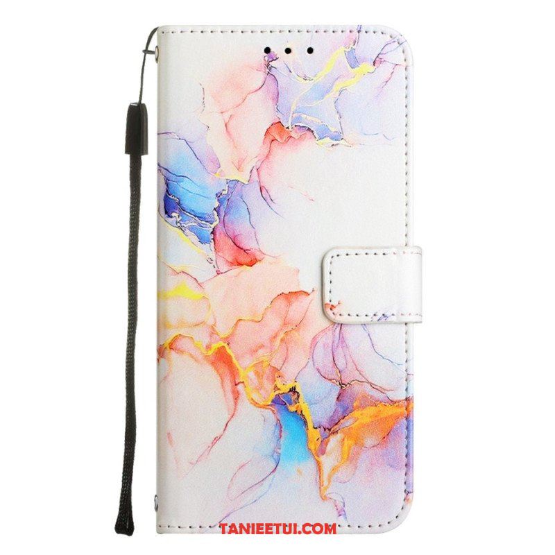 Etui Folio do OnePlus Nord 2T 5G z Łańcuch Pasek Marmuru