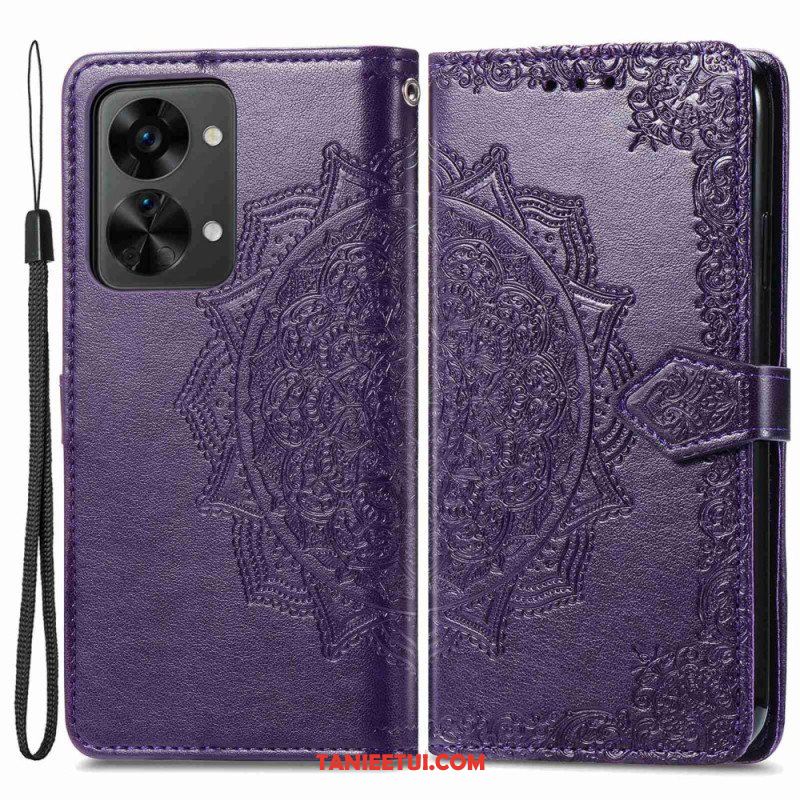 Etui Folio do OnePlus Nord 2T 5G z Łańcuch Uchwyt Na Kartę Z Paskiem Mandala