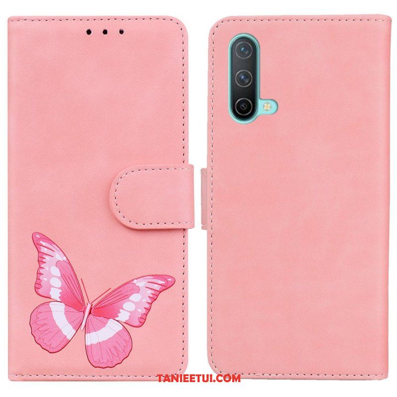 Etui Folio do OnePlus Nord CE 5G Motyl Dotykający Skóry