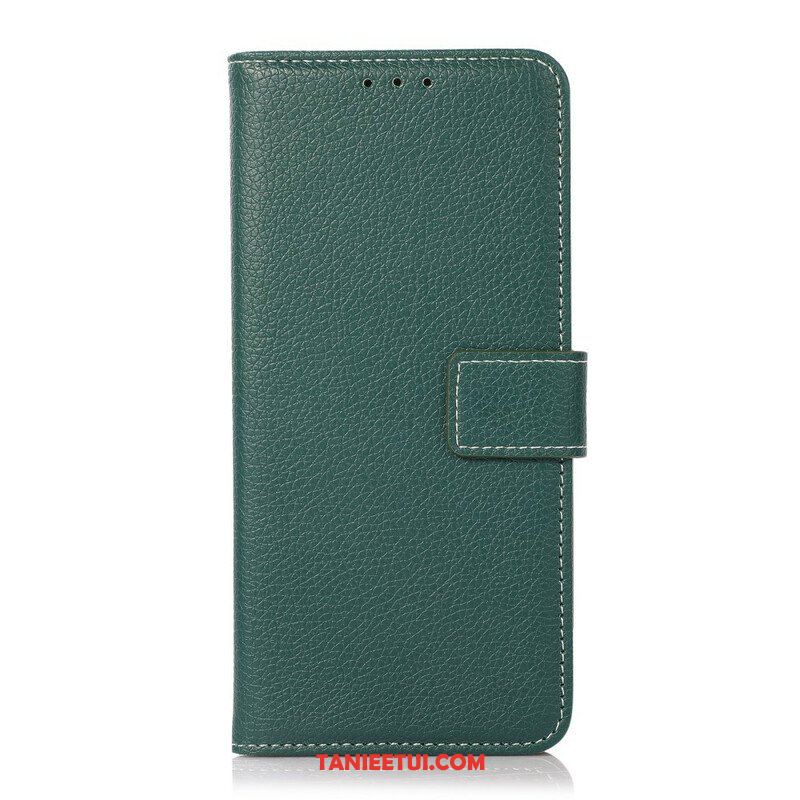 Etui Folio do Oppo A16 / A16s Szwy Liczi Z Efektem Skóry