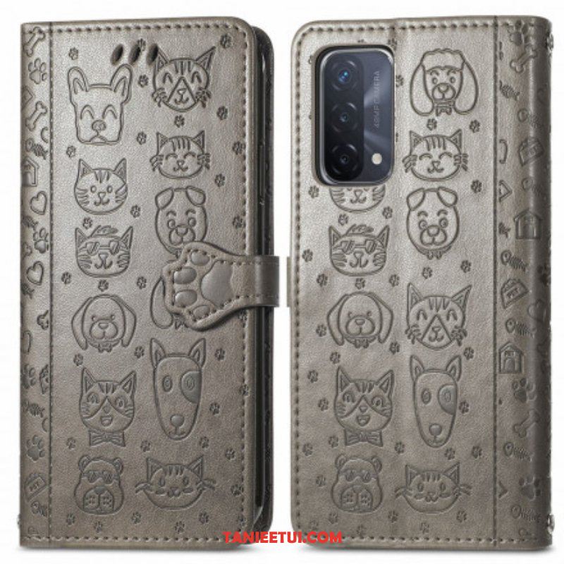 Etui Folio do Oppo A54 5G / A74 5G Animowane Zwierzęta