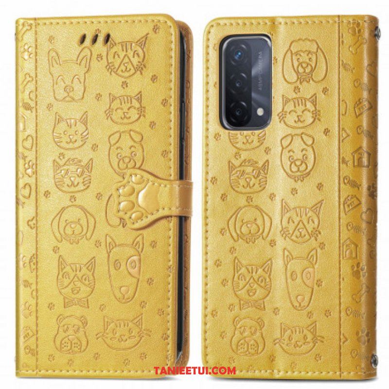 Etui Folio do Oppo A54 5G / A74 5G Animowane Zwierzęta