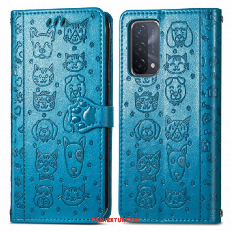 Etui Folio do Oppo A54 5G / A74 5G Animowane Zwierzęta