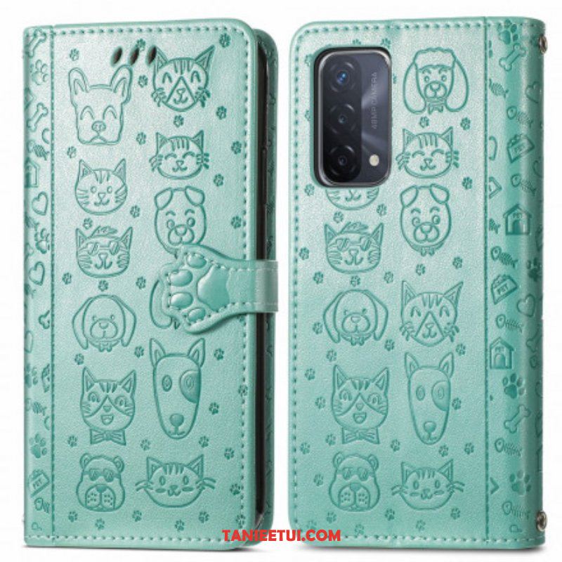 Etui Folio do Oppo A54 5G / A74 5G Animowane Zwierzęta