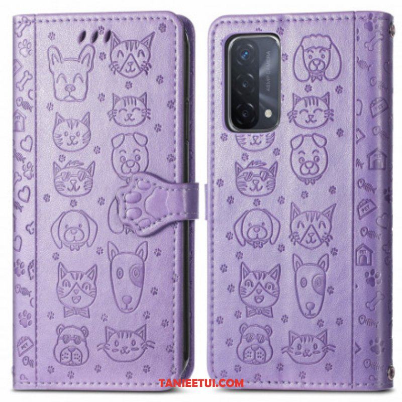 Etui Folio do Oppo A54 5G / A74 5G Animowane Zwierzęta