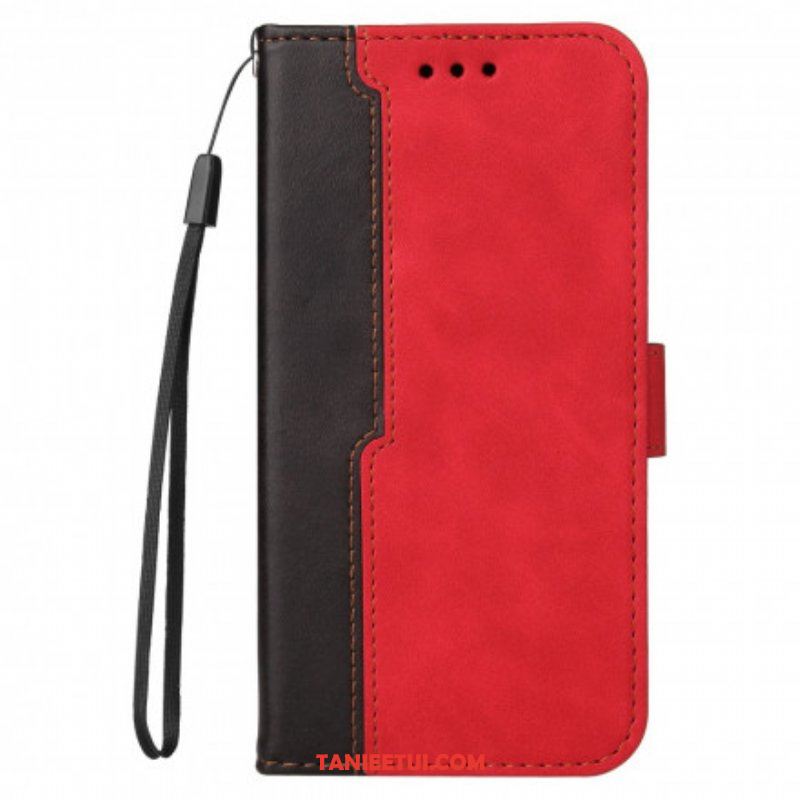 Etui Folio do Oppo A54 5G / A74 5G Kolorowa Dwukolorowa Sztuczna Skóra