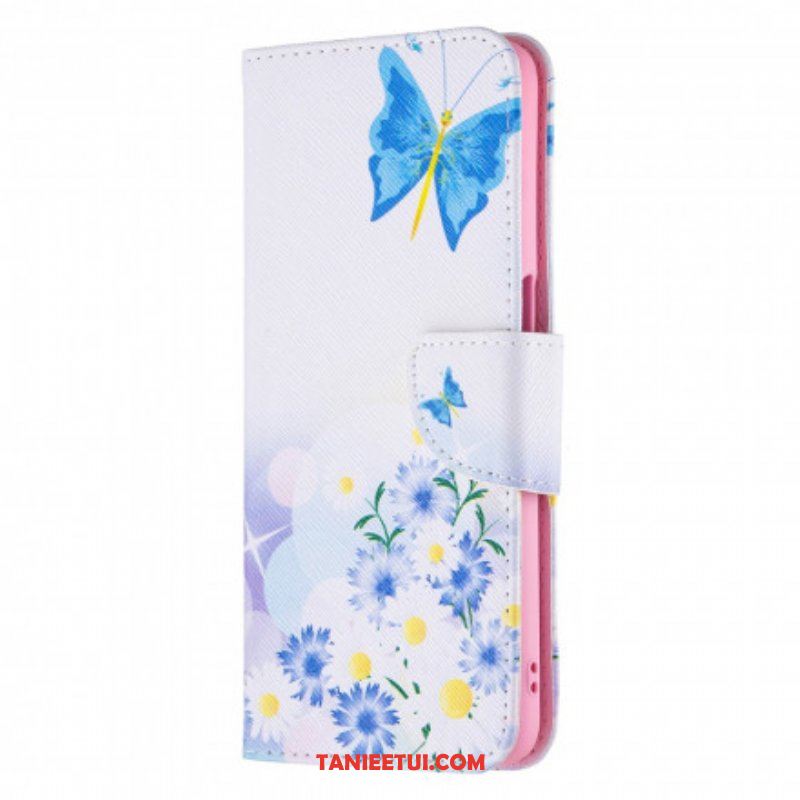 Etui Folio do Oppo A54 5G / A74 5G Malowane Motyle I Kwiaty