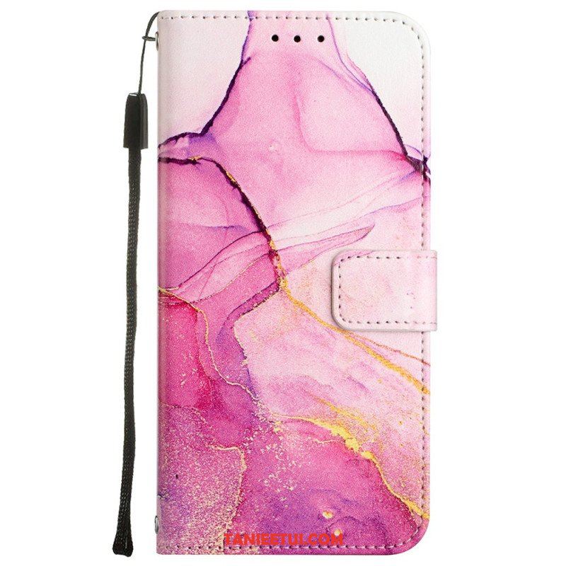 Etui Folio do Oppo A54 5G / A74 5G Marmur Ze Smyczą