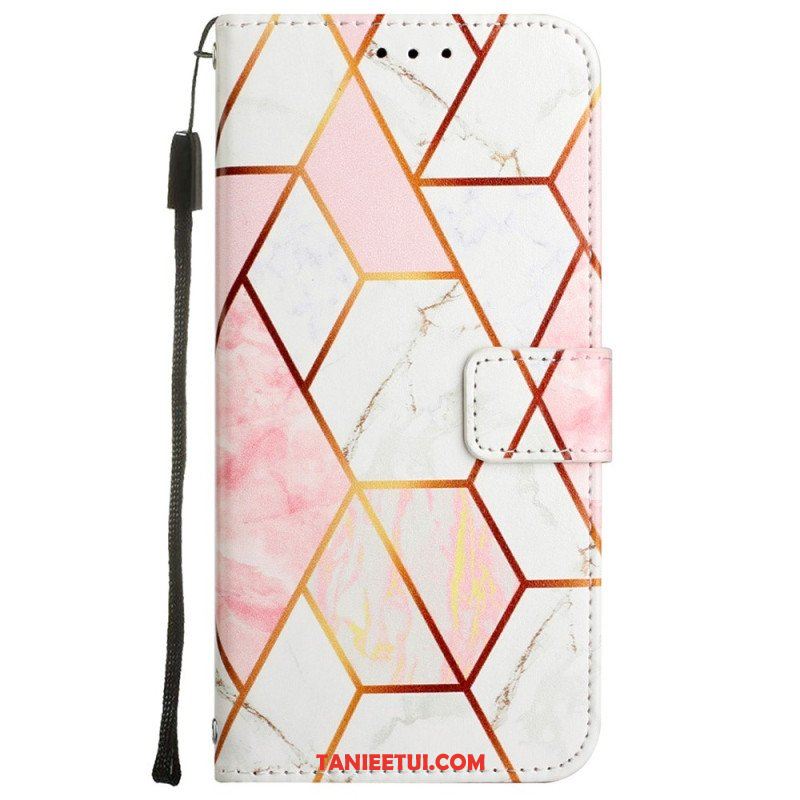 Etui Folio do Oppo A54 5G / A74 5G Marmur Ze Smyczą