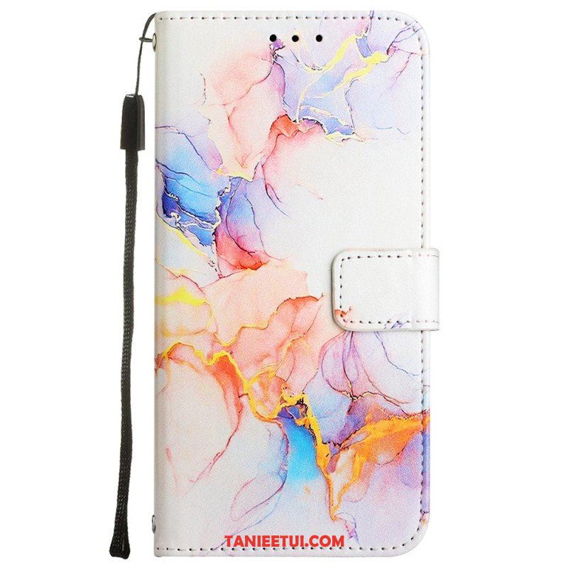 Etui Folio do Oppo A54 5G / A74 5G Marmur Ze Smyczą