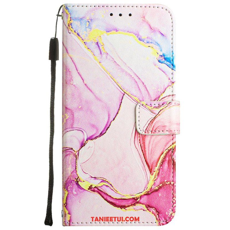 Etui Folio do Oppo A54 5G / A74 5G Marmur Ze Smyczą