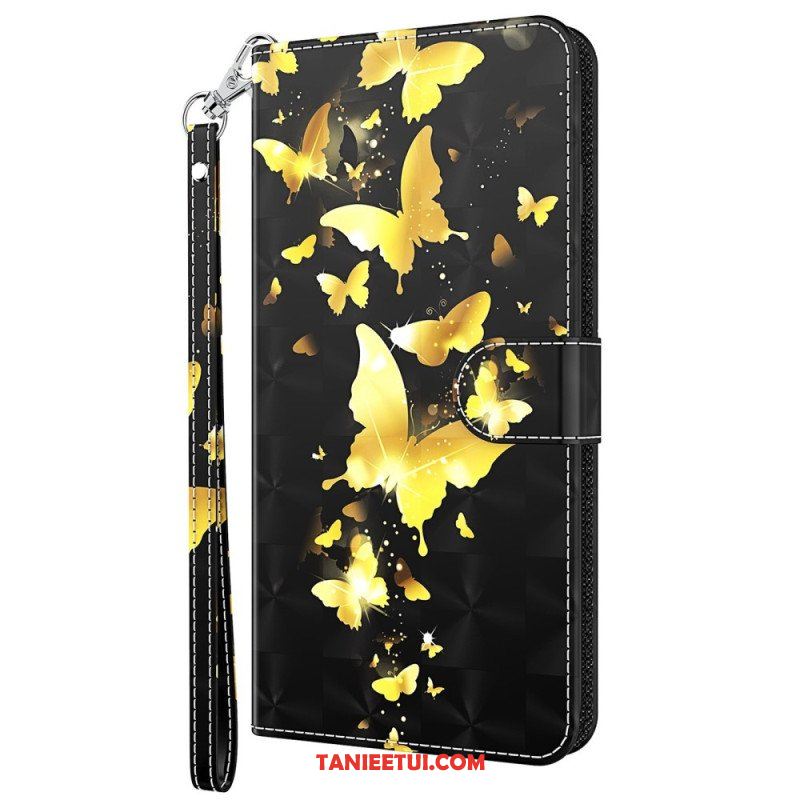 Etui Folio do Oppo A54 5G / A74 5G z Łańcuch Stringi Motyle