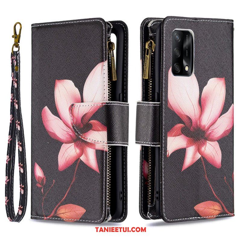 Etui Folio do Oppo A74 4G Kieszonka Zapinana Na Zamek W Kwiaty